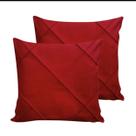 Kit 2 Capas de Almofada Suede 45x45 Drapeada Luxo com Zíper Invisível Decorativa Sofá Sala Quarto