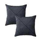 Kit 2 Capas de Almofada Veludo Drapeada Cinza Chumbo Quadrada