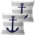 Kit 2 Capas De Almofadas Âncora Azul Navegação Marítima
