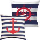 Kit 2 Capas De Almofadas Timão e Âncora Vermelho Marítima