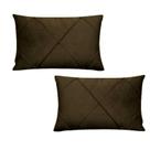 Kit 2 Capas para Almofada Drapeada em Veludo Retangular Com Enchimento 50x30
