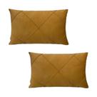 Kit 2 Capas para Almofada em Veludo Drapeada Retangular Mostarda