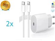 Kit 2 Carregador Fonte De Parede Turbo 20w Tipo C Cor Branco + Cabo Compatível Iphon SE - Inova