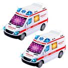 Kit 2 Carrinhos Musical Ambulância Divertida com Luzes Sensor bate e Volta e Sirene