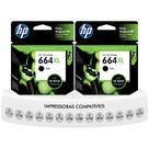 Kit 2 Cartuchos Preto НР 664 Xl Original Impressoras DeskJet Ink Advantage 2136 2676 3776 5076 5276