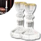 Kit 2 Castiçais Cristal de Vidro Decorativo Para Velas Dourado