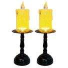 Kit 2 Castiçais Vintage Velas Led Luz Branco Quente 17,5x6,2cm