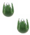 KIT 2 Castiçal De Decoração Em Cristal Murano Hera Verde Folha