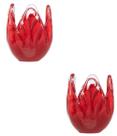 KIT 2 Castiçal De Decoração Em Cristal Murano Hera VERMELHO