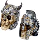 Kit 2 Caveiras Resina Capacete Medieval Viking + Romano