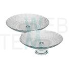 Kit 2 Centros de Mesa Fruteira de Vidro com Pé Pluma Vitazza Decoração, Organização e Mesa Posta, com Toque Elegante, Praticidade Sustentável e Estilo