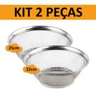 Kit 2 Cestas Aço Inox Multiuso 25m e 22cm Escorredor de Macarrão Legumes Arroz Fruteira Porta Ovos