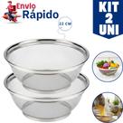 Kit 2 Cestas Inox Escorredor Multiuso 22cm Para Lavar Alimentos Legumes Arroz Frutas Massas Resistente Multiuso
