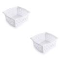 Kit 2 Cestinhos Empilháveis Multiuso Organizador Branco G