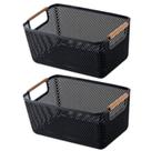 Kit 2 Cesto De Armazenamento Decoração De Cesta Multiuso 27x18cm Preto