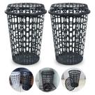 Kit 2 Cesto De Roupas Sujas Multiuso Telado Tampa 60l Preto