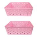 Kit 2 Cesto Multiuso Organizador Premium Rosa 123Organizei
