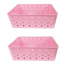 Kit 2 Cesto Multiuso Organizador Premium Rosa 123Organizei