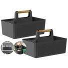 Kit 2 Cesto Organizador Multiuso Alça Bambu 8L Lavanderia Preto
