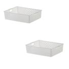 Kit 2 Cesto Organizador Multiuso Quadratta 34x27x9 Cm Branco