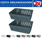 Kit 2 Cesto Organizador Rattan c/ Divisória Removível 17x11 Kit 2 Cesto Organizador Rattan c/ Divisória Removível 17x11