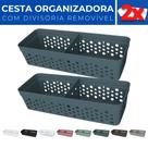 Kit 2 Cesto Organizador Rattan c/ Divisória Removível 23x8