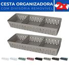 Kit 2 Cesto Organizador Rattan c/ Divisória Removível 34x11 Kit 2 Cesto Organizador Rattan c/ Divisória Removível 34x11