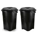 Kit 2 Cestos de Lixo 100 Litros Reforçado Com Alça e Tampa Preto 238 Injeplastec