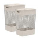 Kit 2 Cestos de Roupas Grid com Tampa 49L Chumbo Ou