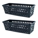 Kit 2 Cestos Multiuso Comprido Retangular Preto 28x11x8 Cm 123Organizei