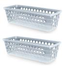 Kit 2 Cestos Multiuso Comprido Retangular Transparente 28x11x8 Cm 123Organizei