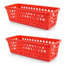 Kit 2 Cestos Multiuso Comprido Retangular Vermelho 28x11x8 Cm 123Organizei