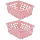 Kit 2 Cestos Multiuso Médio Rosa 20x6,5x15cm PP 1032 Uninjet