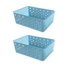 Kit 2 Cestos Multiuso Organizador Empilhável Gaveta 19x14x6