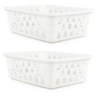 Kit 2 Cestos Multiuso Organizador Médio Branco 20x15,5x6,5Cm