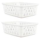 Kit 2 Cestos Multiuso Organizador Médio Branco 20x15,5x6,5Cm