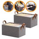 Kit 2 Cestos Organizador Dobrável 25L: Caixa Multiuso com Alça em Plástico para Guarda-Roupa, Gavetas e Armário