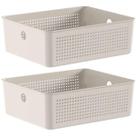 Kit 2 Cestos Organizadores Multiuso 12L Bege Flow 34x27x13cm Ou Lavanderia Closet Kit 2 Cestos Organizadores Multiuso 12L Bege Flow 34x27x13cm Ou Lavanderia Closet