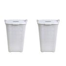 Kit 2 Cestos Rattan Grande C/ Tampa Basculada Branco-Arqplast