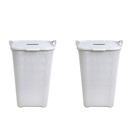 Kit 2 Cestos Rattan Grande C/ Tampa Basculada Branco-Arqplast