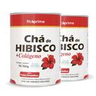 Kit 2 Chá de Hibisco com Colágeno Sabor Frutas Vermelhas Pó 150g Fitoprime