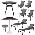Kit 2 Chaises 1 Mesa 4 Cadeiras 1 Mesinha Ombrelone com base Preto Kit 2 Chaises 1 Mesa 4 Cadeiras 1 Mesinha Ombrelone com base Preto