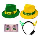Kit 2 Chapeu Malandrinho Carioca Casal Panamá Brasil Torcida Futebol Com Acessorios Kit 2 Chapeu Malandrinho Carioca Casal Panamá Brasil Torcida Futebol Com Acessorios