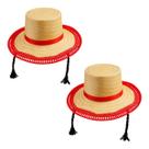Kit 2 Chapéus Trança Palha Mocinha Festa Junina Vermelho