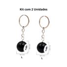 Kit 2 Chaveiros Bola 8 de Bilhar Preto Pingente para Bolsa e Chaves