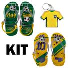 Kit 2 Chinelos Bebe Menino + Chaveiro Futebol 2026 Mb-066-067