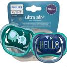Kit 2 Chupetas Avent Ultra Air Decoradas Azul para Meninos +18m
