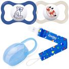Kit 2 Chupetas Mam Supreme 6m+ c/ Prendedor Pipas + Case