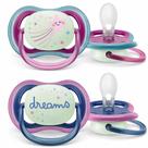 Kit 2 Chupetas Ultra Air Estrela e Dreams De 6-18 Meses Dupla Azul e Roxa Menina - Philips Avent