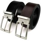 Kit 2 Cintos Social Masculino Sintético Dupla Face Preto e Marrom
